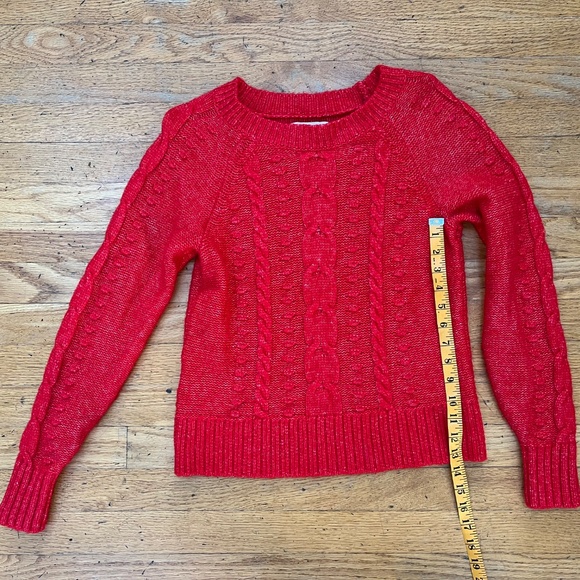 LOFT Red Cable Knit Sweater, Size S - Picture 10 of 13